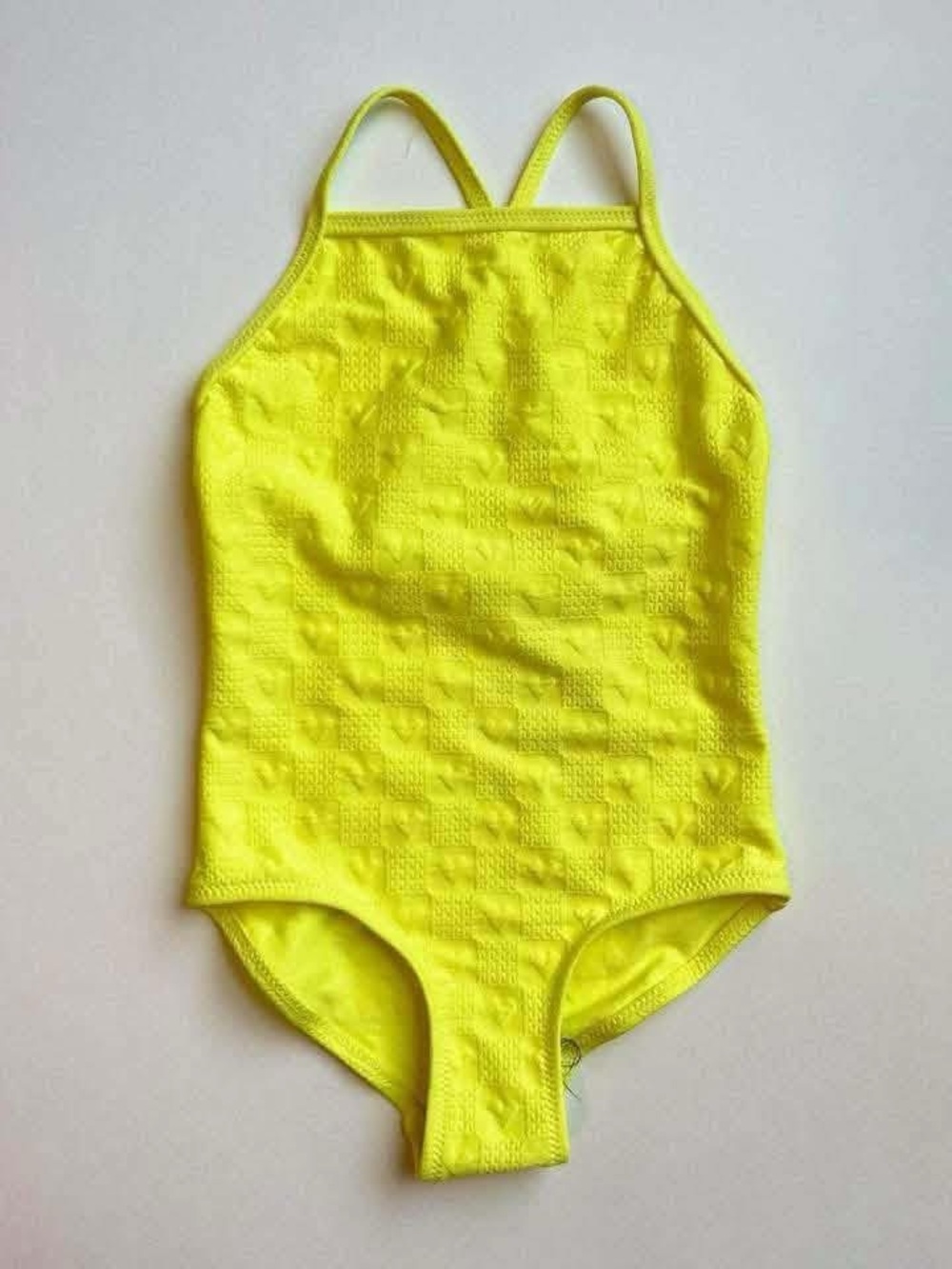 Zara Neon Yellow Textured Checker & heart-  One-Piece
